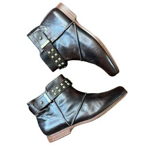 Earthies Treano Ankle Boots Womens Size 9 Brown Leather Side Zip